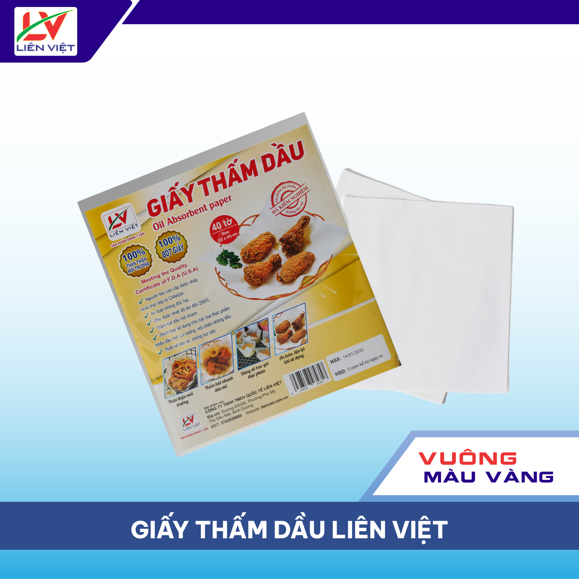Giấy Thấm Dầu Vuông Vàng